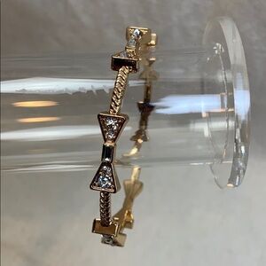 Gold tone Rhinestone Bow Bangle Bracelet